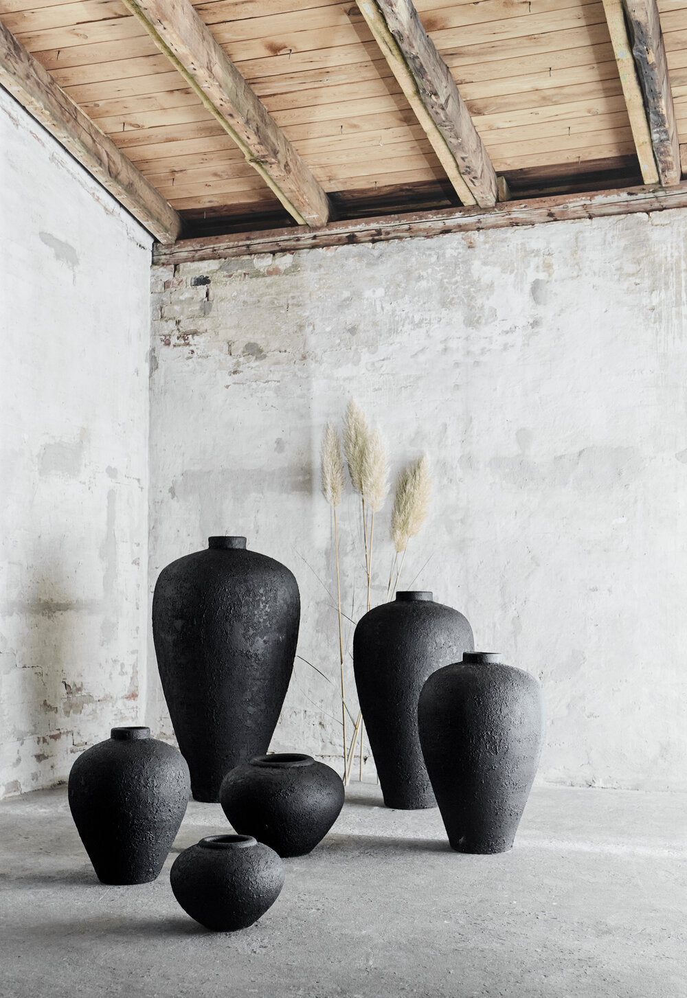 Luna krukke, sort - H80 cm.